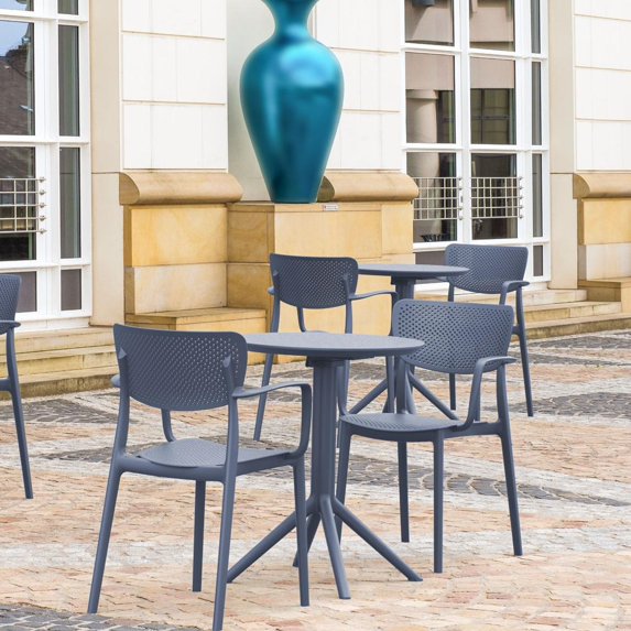 Compamia Loft Round Bistro Set 3 Piece with 24 inch Table Top Dark Gray
