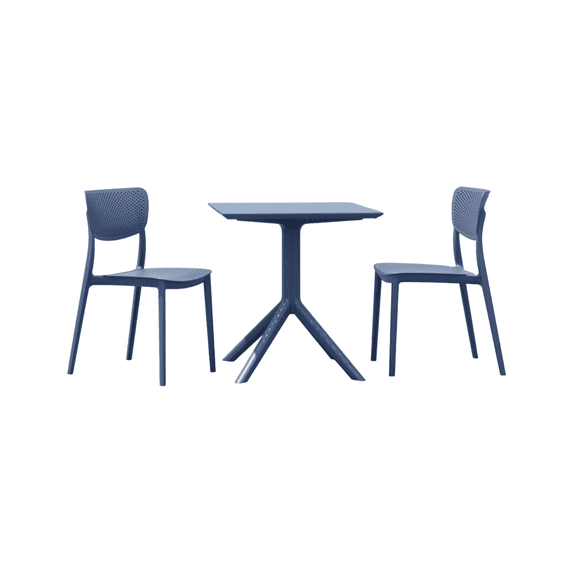 Luxury Commercial Living 3-Piece Gray Solid Patio Bistro Set 33"