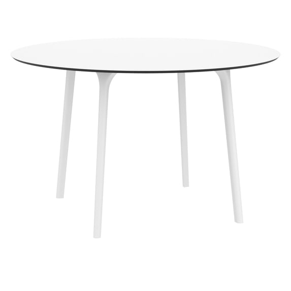 Luxury Commercial Living 47.5" White Patio Outdoor Round Dining Table