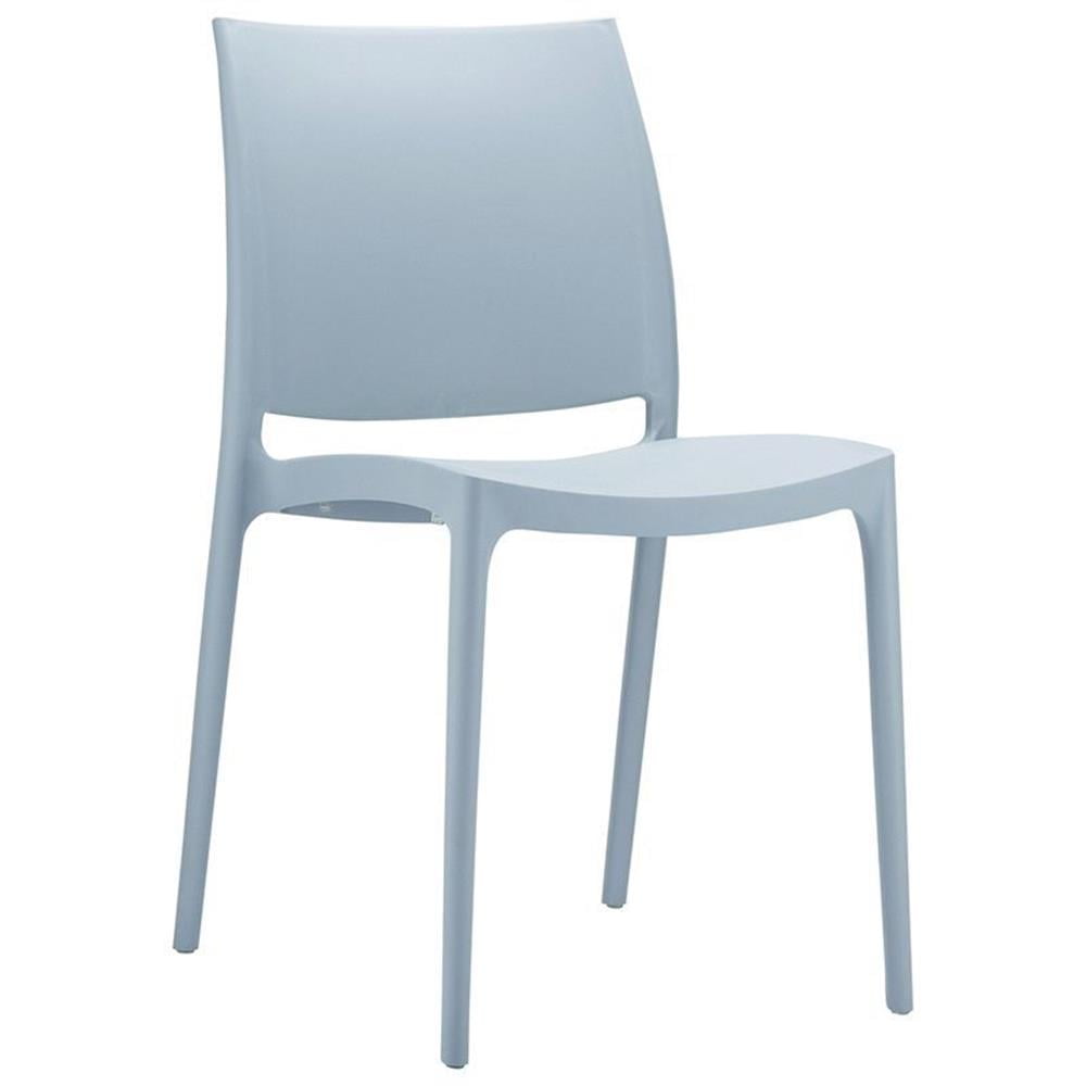 Silver Stackable Armless Patio Dining Chair