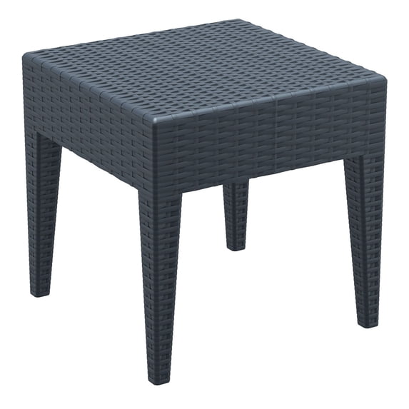 Luxury Commercial Living 18" Gray Outdoor Patio Wickerlook Square Side Table