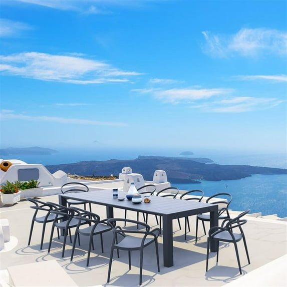 Compamia Mila 11 Piece Extendable Patio Dining Set in Dark Gray