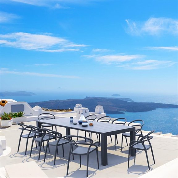 Compamia Mila 11 Piece Extendable Patio Dining Set in Dark Gray