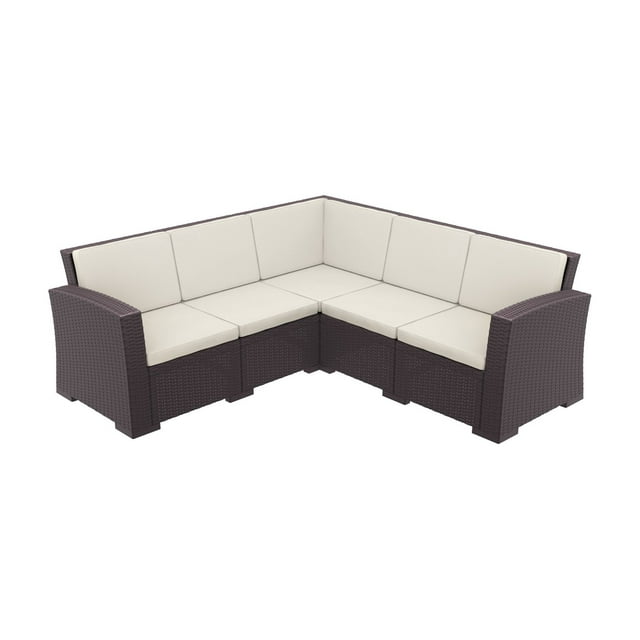 Compamia Monaco 5 Piece Outdoor Sectional in Brown with Cushion