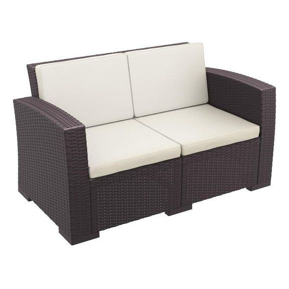 Compamia Monaco Outdoor Loveseat in Brown with Cushion