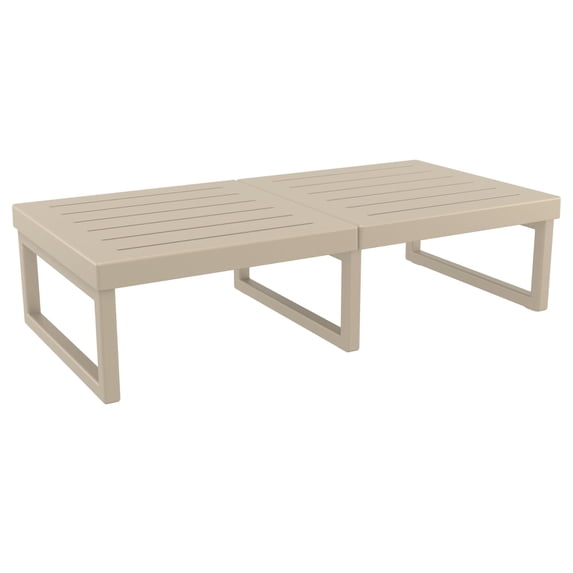 Luxury Commercial Living 51" Taupe Brown Patio Rectangular Lounge Coffee Table