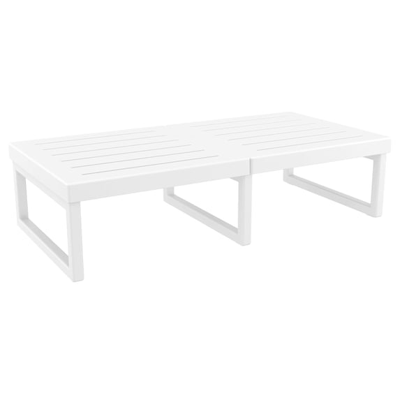 Luxury Commercial Living 51" White Patio Rectangular Lounge Coffee Table