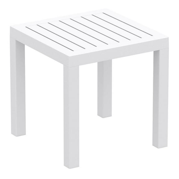 Compamia Ocean Square Resin Patio Side Table in White