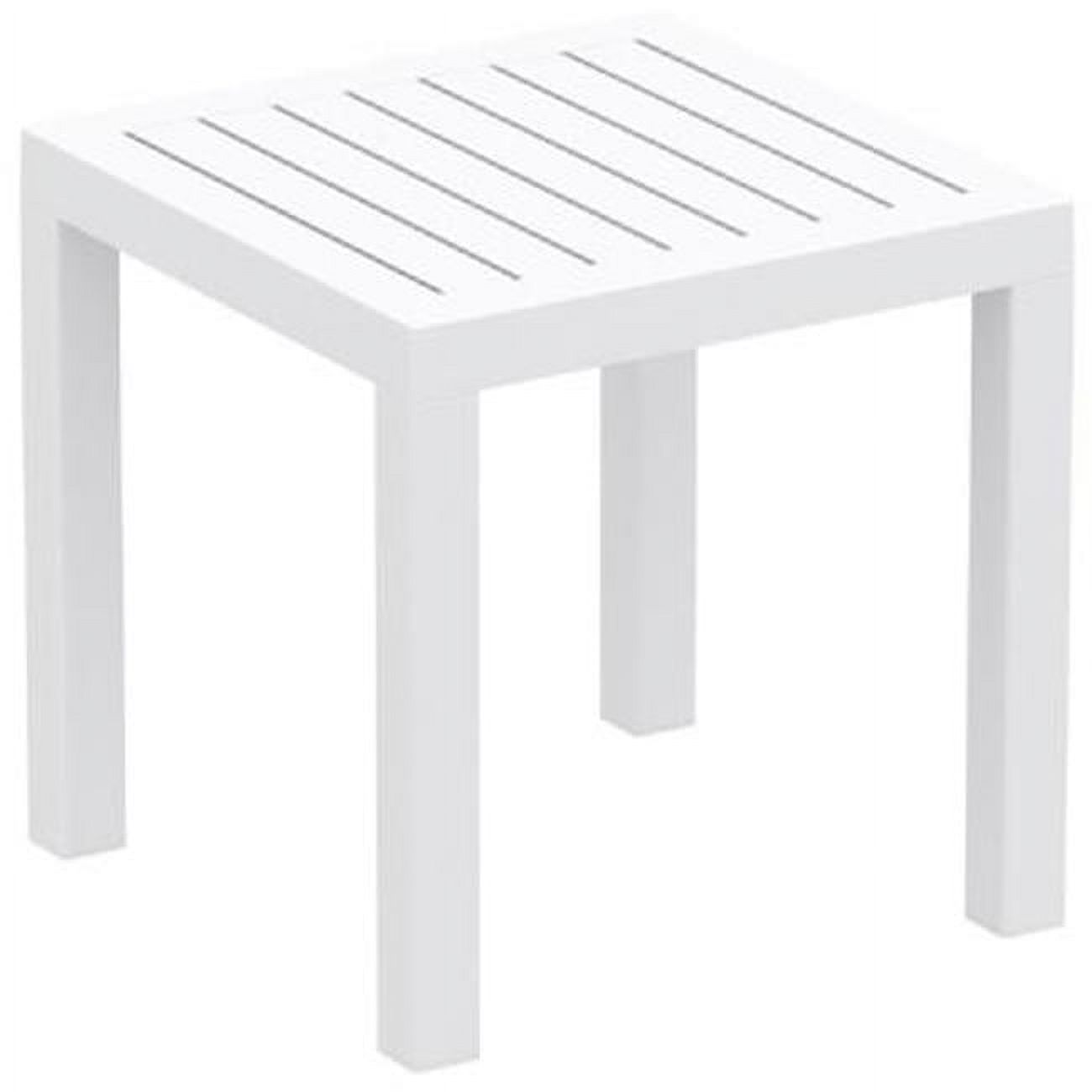 Compamia Ocean Square Resin Patio Side Table in White