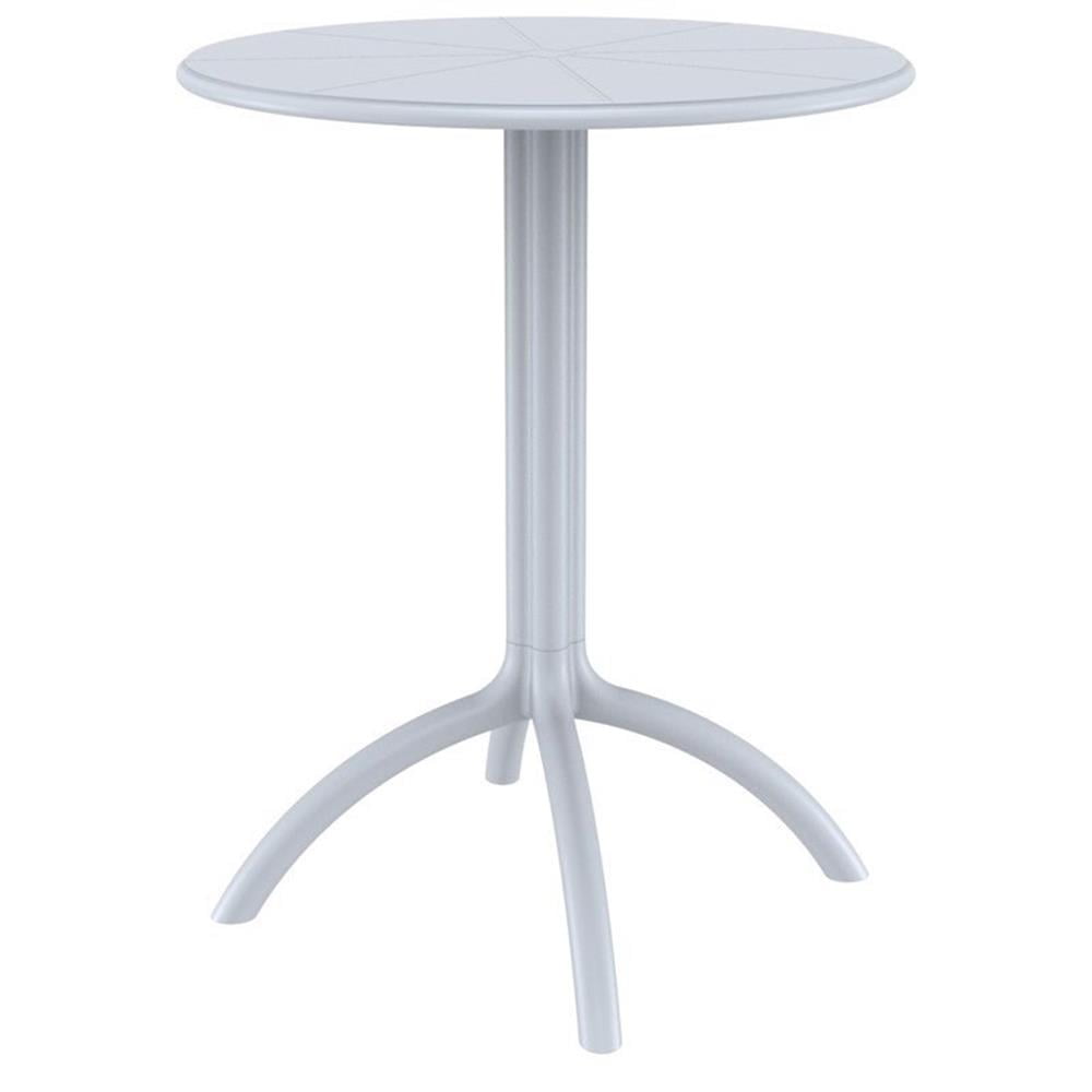 Silver Gray 24-Inch Round Resin Patio Bistro Table