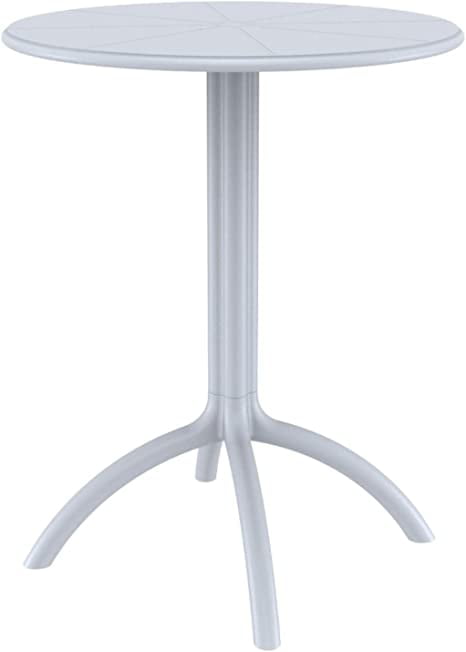Silver Gray 24-Inch Round Resin Patio Bistro Table