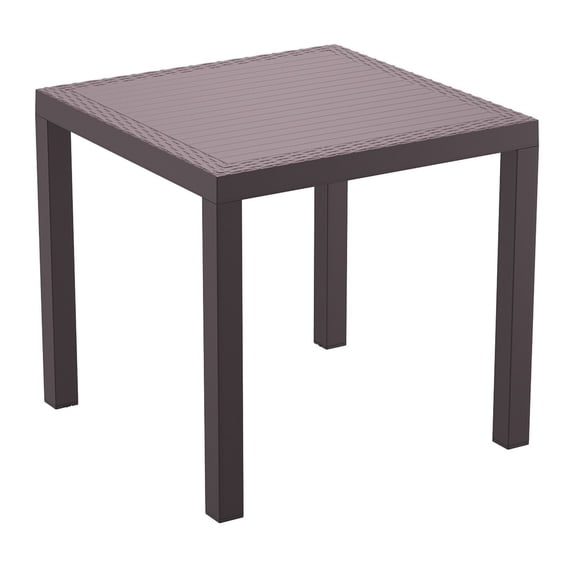 Luxury Commercial Living 31.5" Coffee Brown Wickerlook Square Patio Dining Table