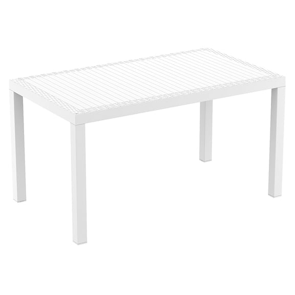 Luxury Commercial Living 55" White Wickerlook Rectangular Patio Dining Table