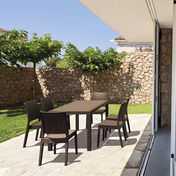 Compamia Orlando 7 Piece Wickerlook Patio Dining Set in Brown