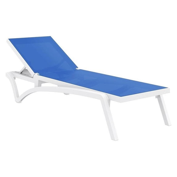 Compamia Pacific Chaise Lounge with Blue Sling in White