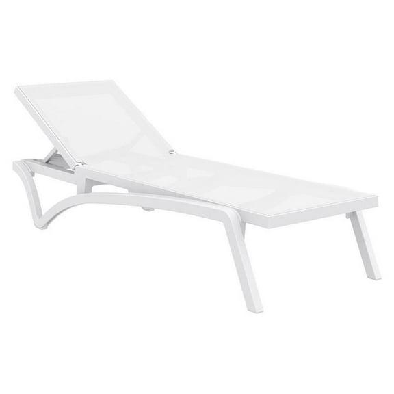 Compamia Pacific Chaise Lounge with White Sling in White
