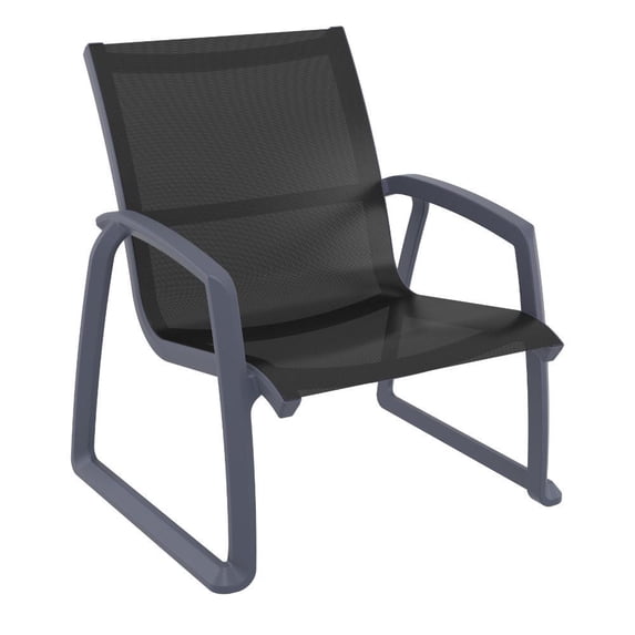 Compamia Pacific Club Arm Chair Dark Gray Frame Black Sling
