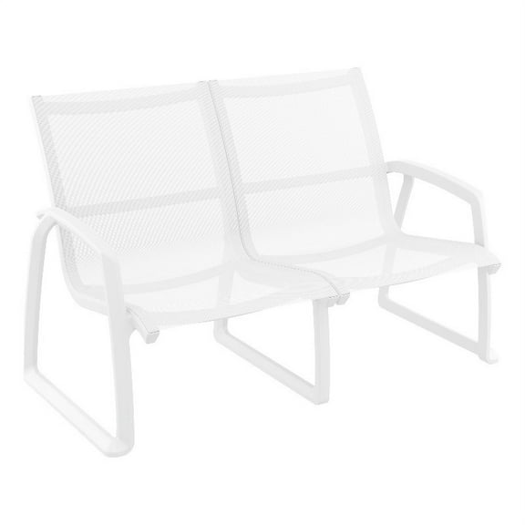 Compamia Pacific LoveSeat with Arms White Frame White Sling
