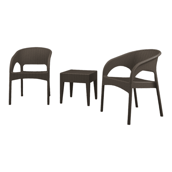 Luxury Commercial Living 3-Piece Brown Patio Seating Conversation Set 32"
