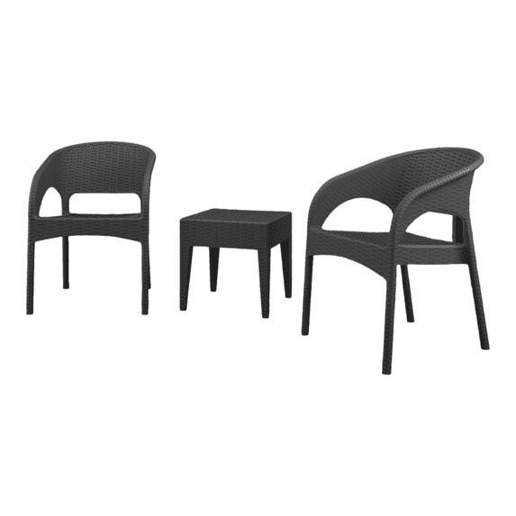 Luxury Commercial Living 3-Piece Gray Patio Seating Conversation Set 32"