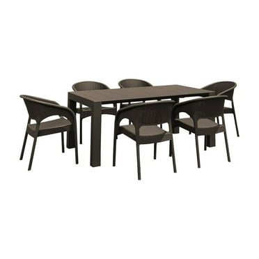 Compamia Panama 7 Piece Extendable Patio Dining Set in Brown