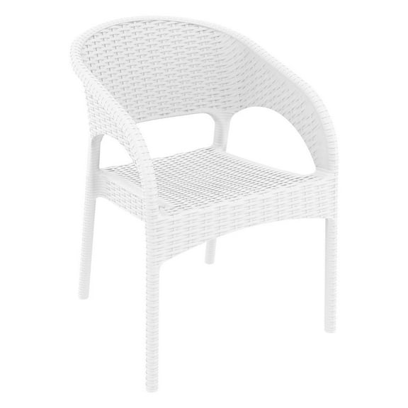 Compamia Panama Resin Wickerlook Patio Dining Arm Chair in White