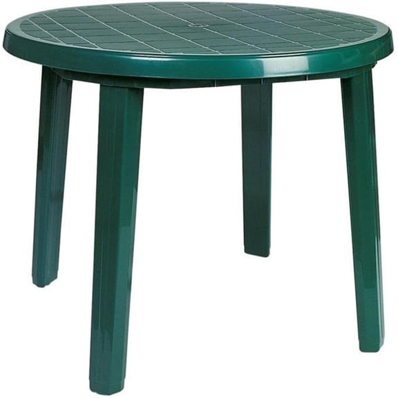 Compamia Ronda 35.5" Round Resin Patio Dining Table in Green, Commercial Grade