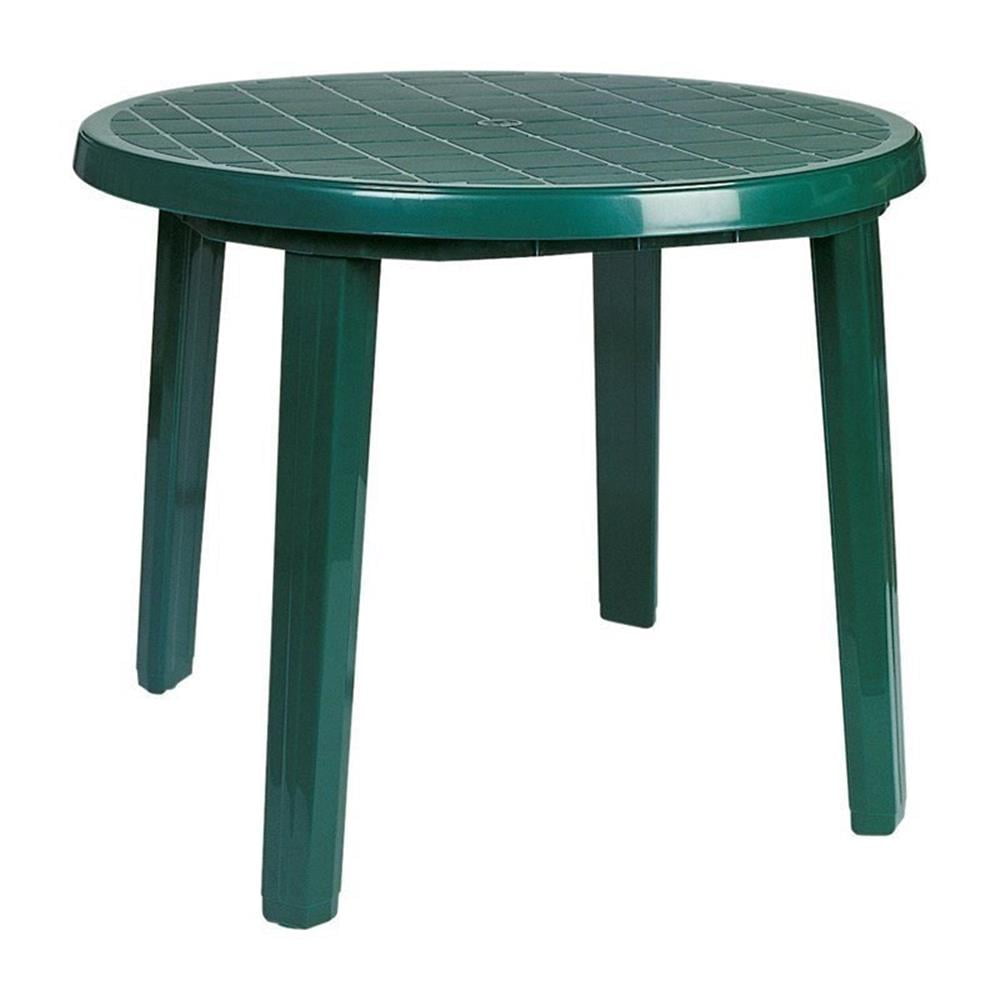 Green 35.5" Round Resin Patio Dining Table