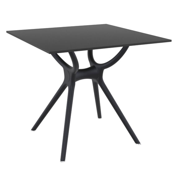 Luxury Commercial Living 31.5" Black Square Laminated Top Outdoor Patio Dining Table