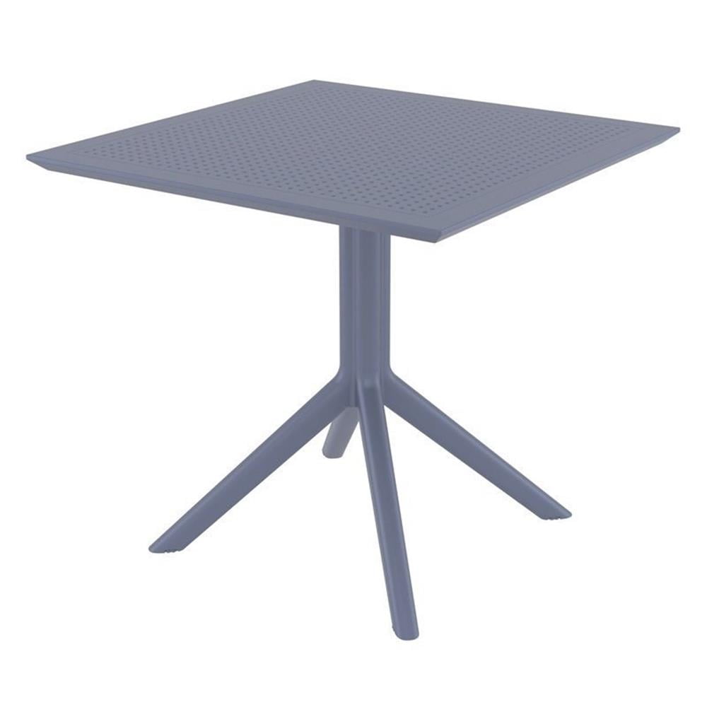 Skyline 31.5" Square Modern Gray Outdoor Bistro Table