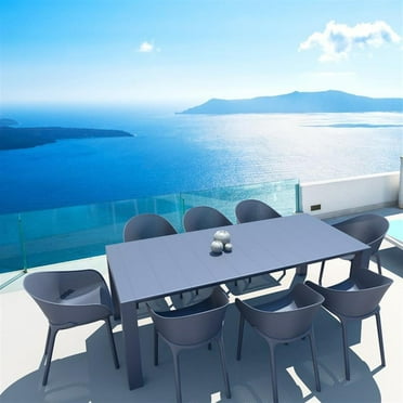 Compamia Sky 9 Piece Extendable Patio Dining Set in Dark Gray