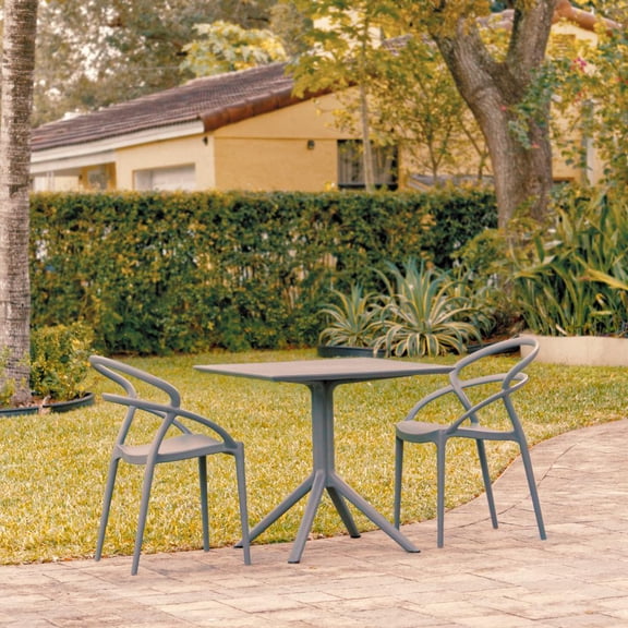 Compamia Sky Air Square Bar Set with 2 Barstools White
