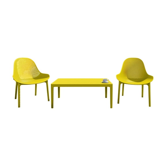 Compamia Sky Polypropylene 3 Piece Patio Conversation Set