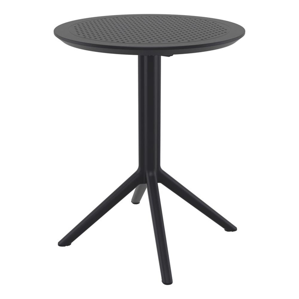 Black Foldable Round Plastic Table for 2 Persons