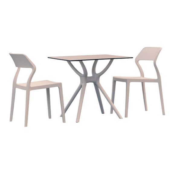 Compamia Snow Dining Set with 2 Chairs White