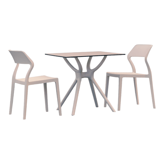 Compamia Snow Dining Set with 2 Chairs White