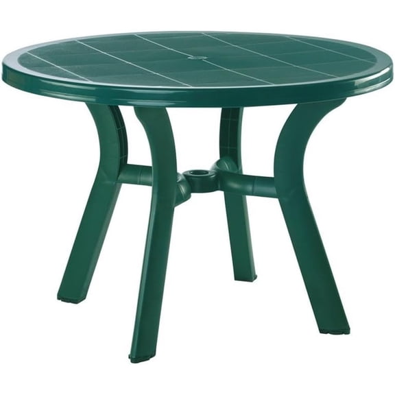 Compamia Truva 42" Round Resin Patio Dining Table in Green, Commercial Grade