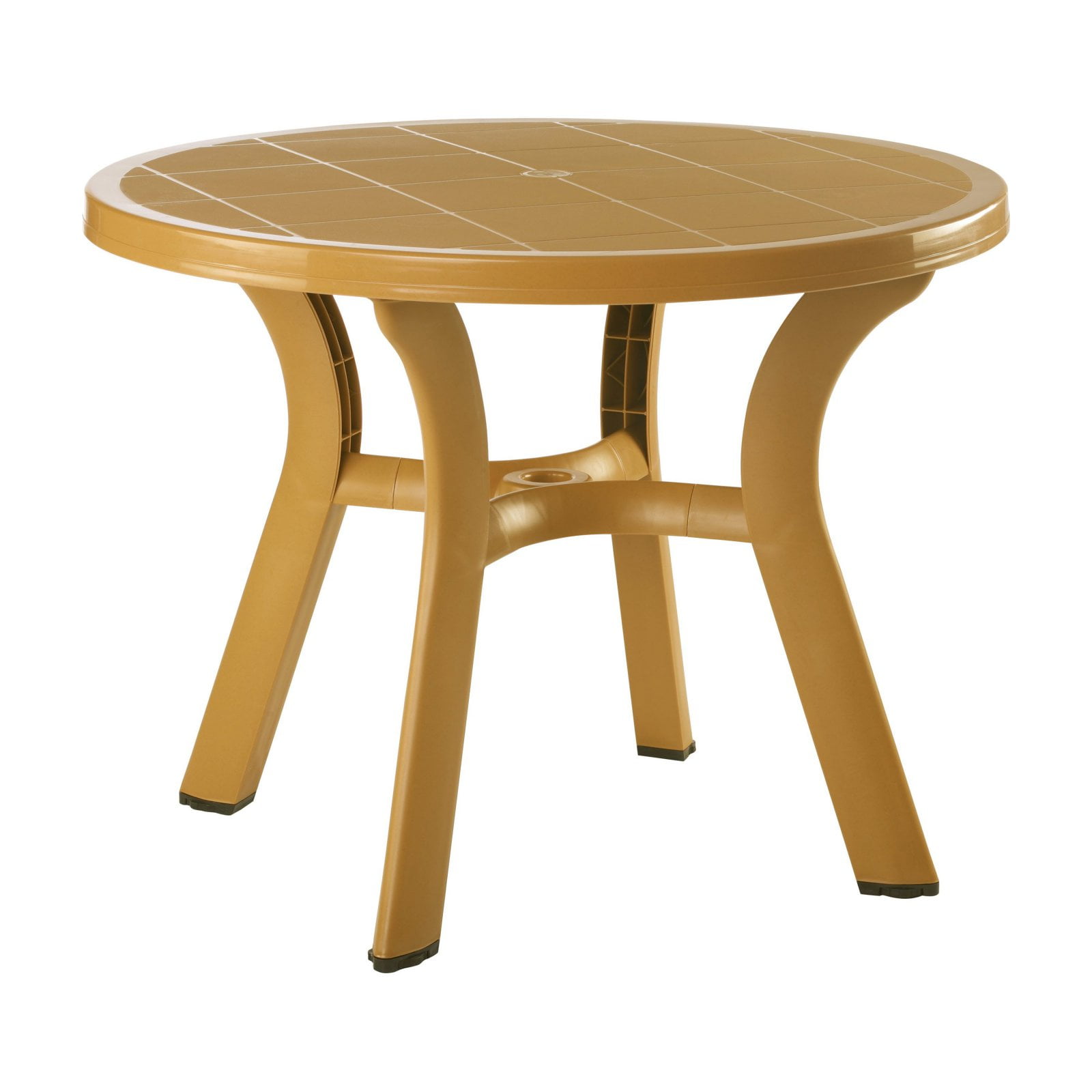 42" Teak Brown Marine-Grade Resin Round Dining Table