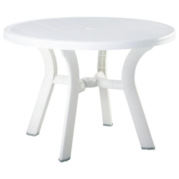 Compamia Truva Transitional Plastic 42" Round Resin Patio Dining Table in White