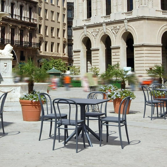 Compamia Victor Patio Dining Set with 4 Chairs in Dark Gray