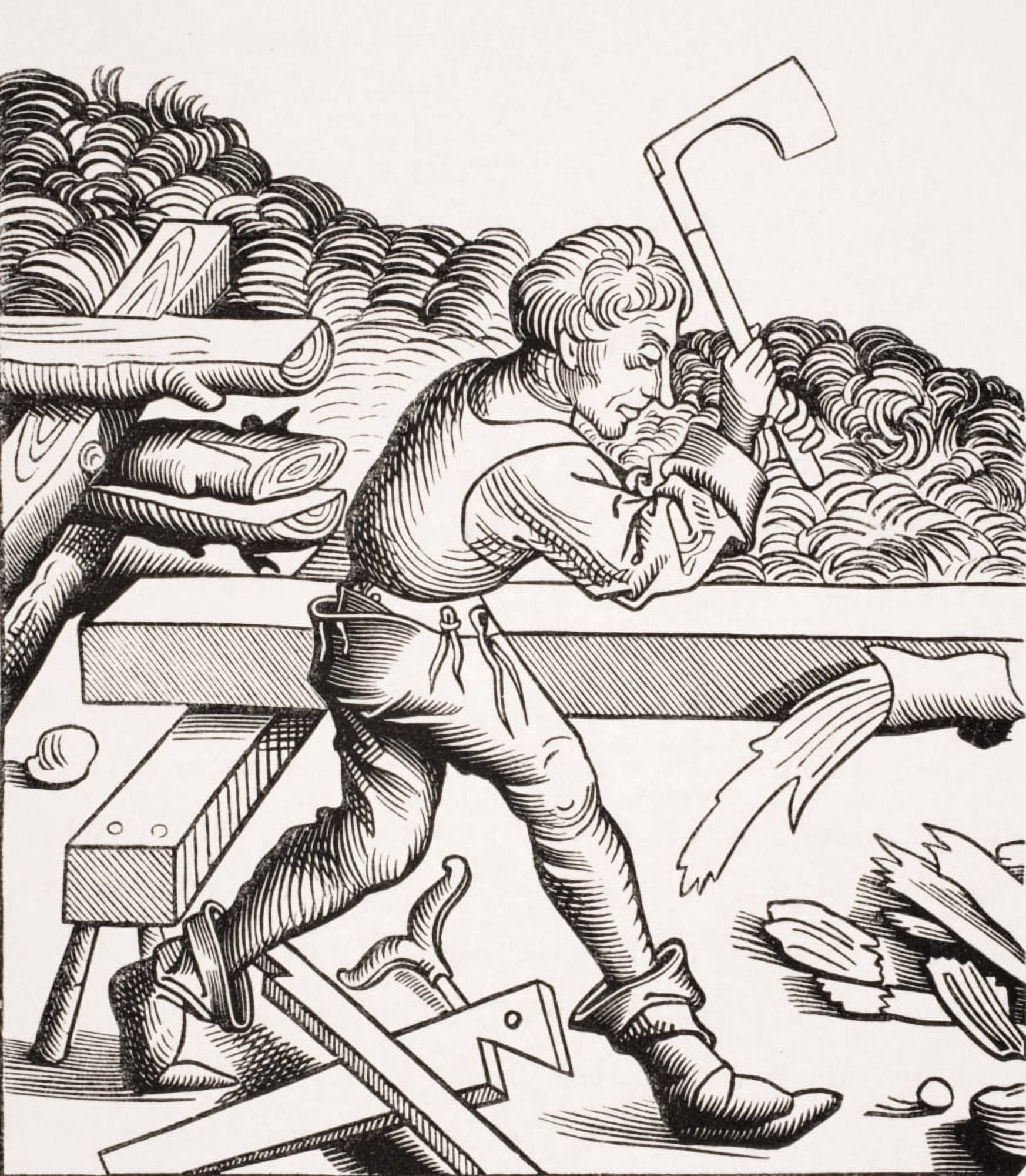 Companion Carpenter 19Th Century Reproduction Of 15Th Century Woodcut From Chronique De Nuremberg Canvas Art - Ken Welsh Design Pics (13 x 15)