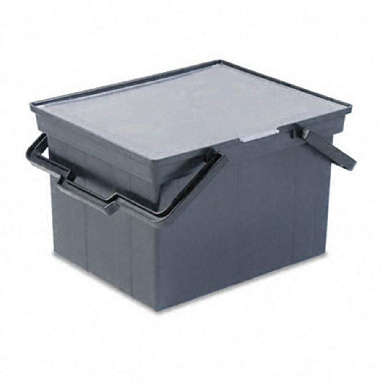 Black Portable Plastic File Box with Hinged Lid