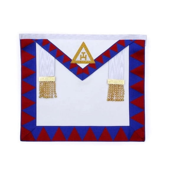 Companion Royal Arch English Apron - Red & Blue with Gold Triple Tau Embroidery