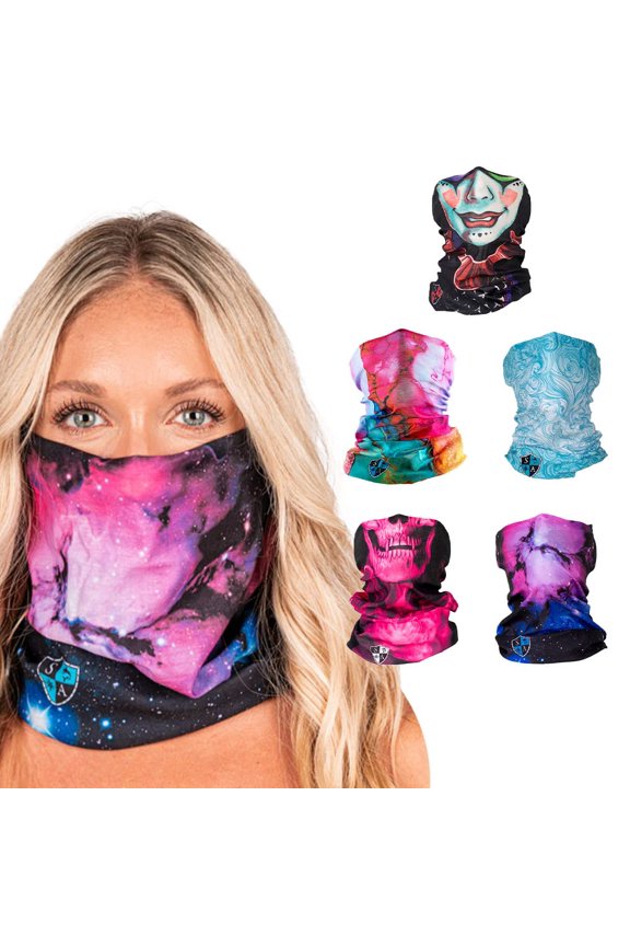 Company 5-pack Uv Face Shield | 30+ Multipurpose Neck Gaiter Balaclava For Adults Multiple Color Packs