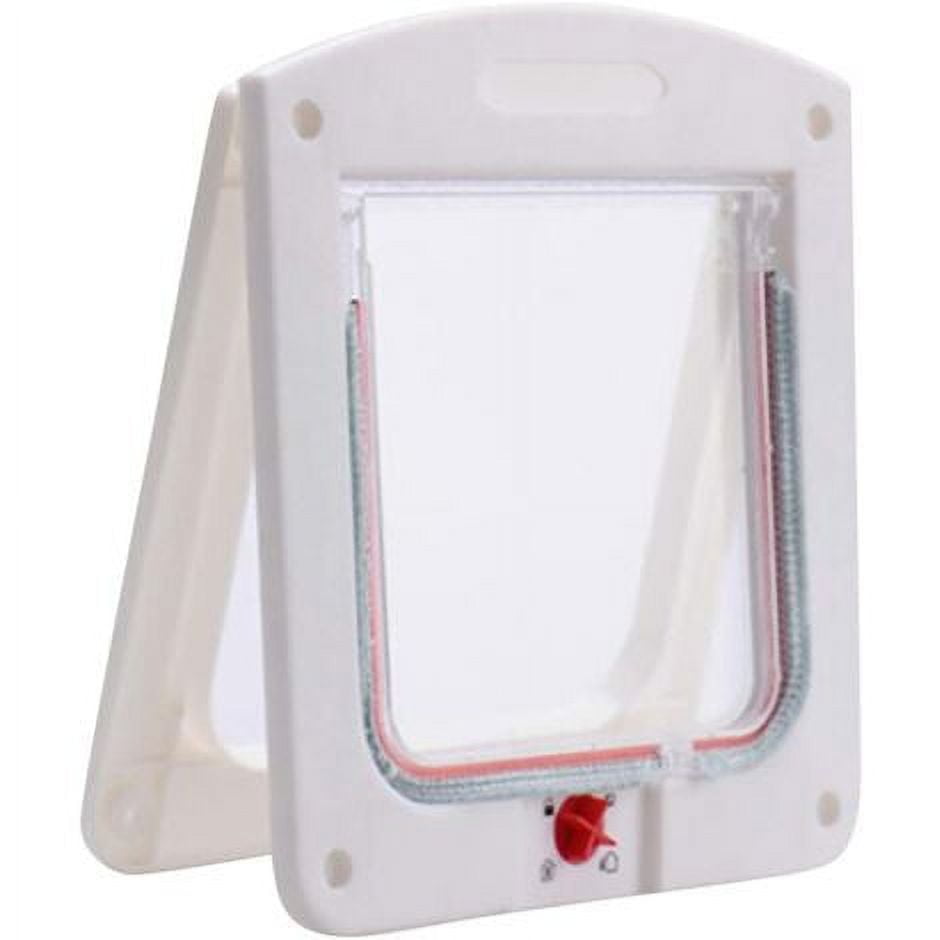 White Large Pet Door with 4-Way Lock for Cats and Dogs