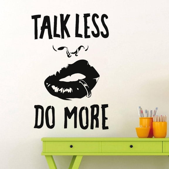 Company Culture Vinyl Wall Decal Quote Talk Less Do More Girl Lips Piercing Stickers Office Wall Decor Bedroom Home Posters 28x42cm
