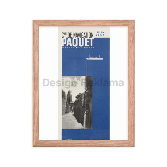 Company Navigation Packet Marseille Paris, 1937. Framed Vintage Travel Poster