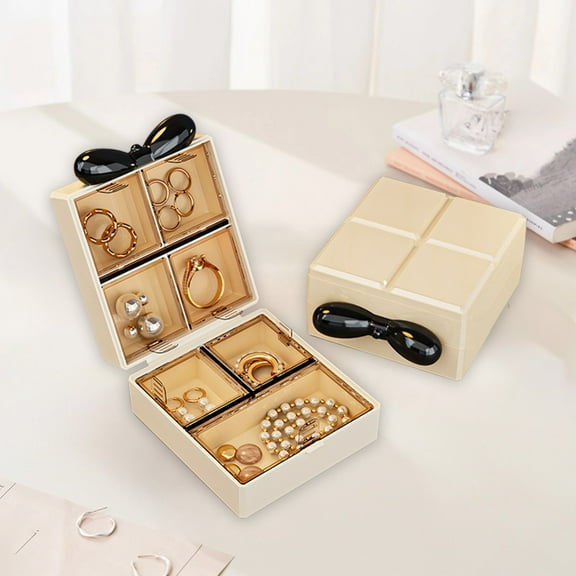 Compartment Jewelry Box, 7-Grid Mini Storage Organizer for Earrings, Rings, Beads, Small Accessories, Portable Plastic Organizer for Bedroom, Drawer, Travel, Home Storage