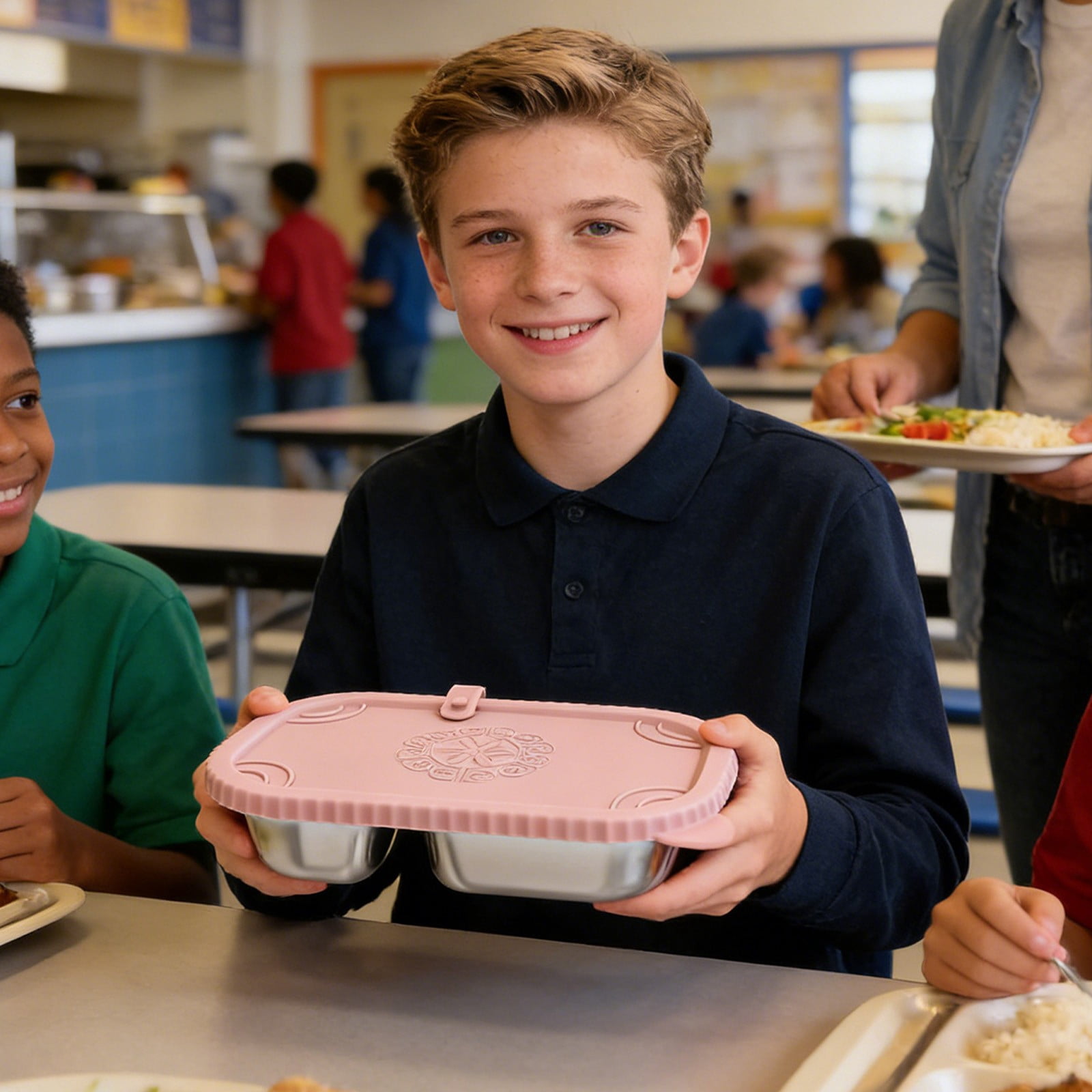 Compartment Lunch Box, Leak-Proof Stainless Steel Bento Box 500ml, 2-in ...