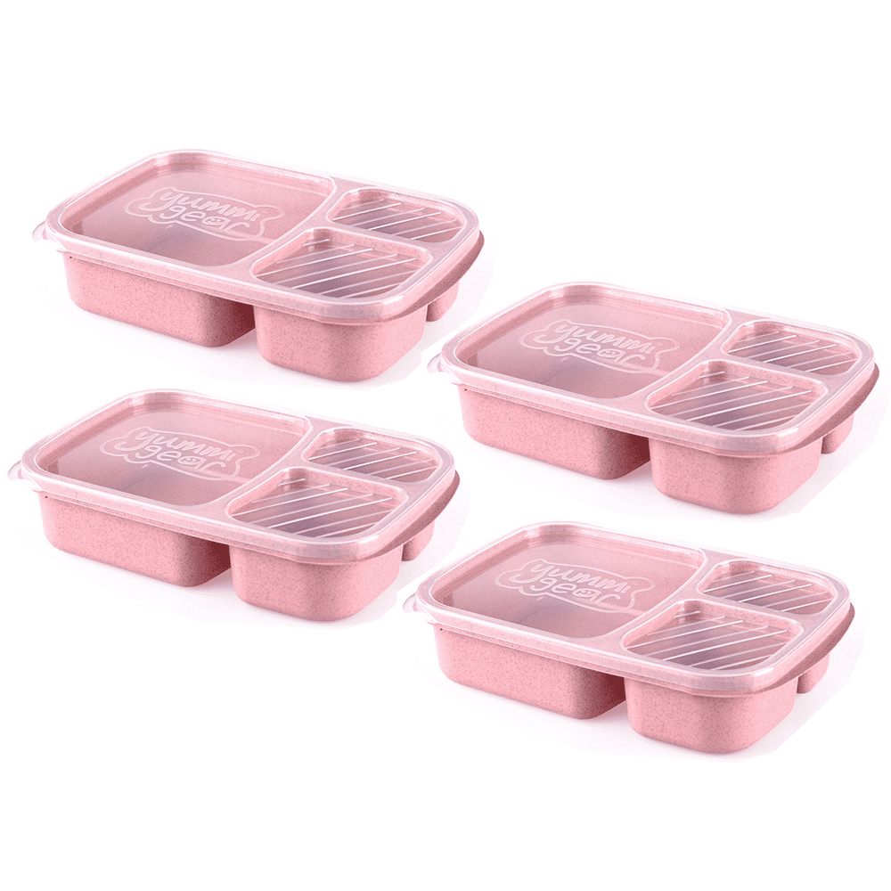 Compartment Meal Prep Container Lunch Box for Kids， Plastic Reusable Food  Storage Containers - Pink 